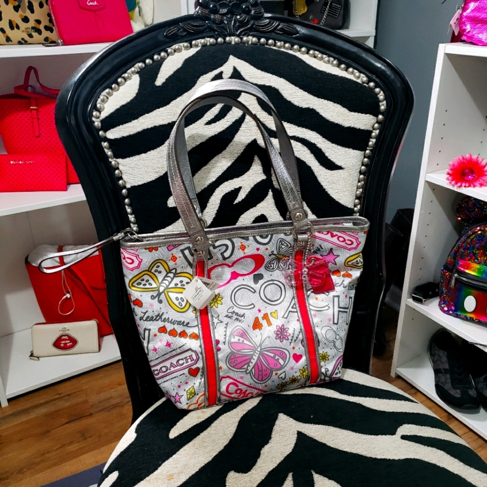SOLD - NWT Coach Butterfly bandana tote